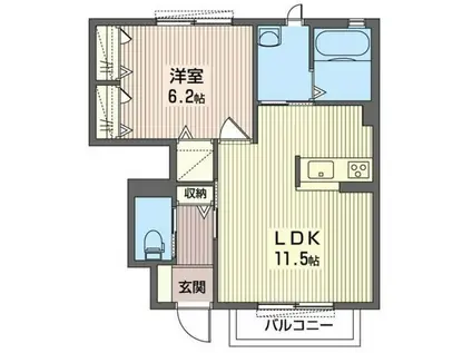 ラ・メファムエストI(1LDK/1階)の間取り写真