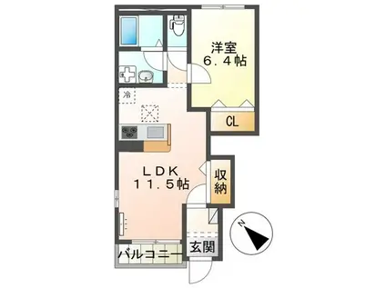 マーガレットガーデンVI(1LDK/1階)の間取り写真