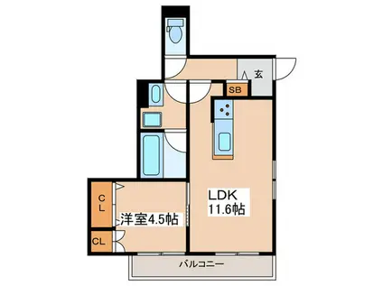 スカイハイツ(1LDK/1階)の間取り写真