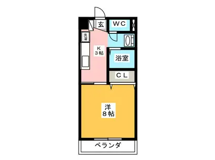 ESPOIR IWASE(1K/1階)の間取り写真