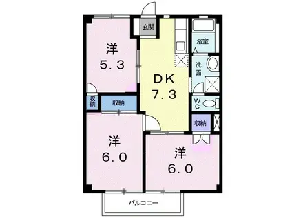 メゾン東鷲宮(3DK/1階)の間取り写真