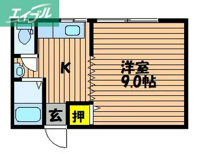 松風コーポ(1DK/1階)の間取り写真