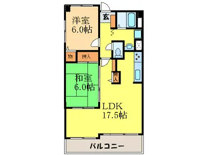 クローバー・サウス江坂(2LDK/2階)の間取り写真