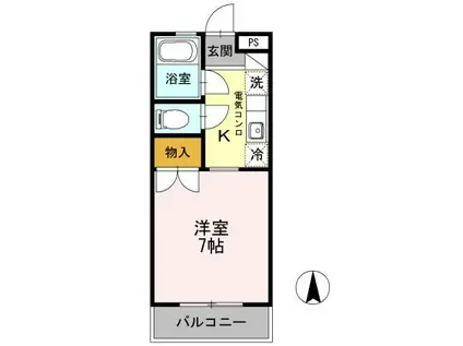 ELRVER(1K/3階)の間取り写真