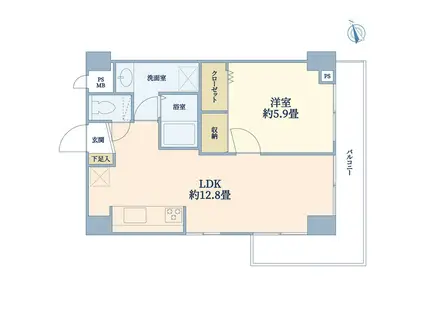 リバーサイド竹生(1LDK/6階)の間取り写真