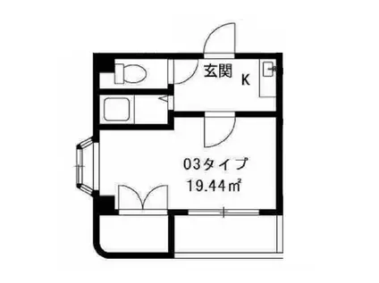 ドエル南森町(1K/4階)の間取り写真