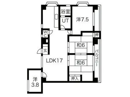 Tテラス赤坪(4LDK/2階)の間取り写真