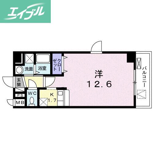 リョーアイ(1K/2階)の間取り写真