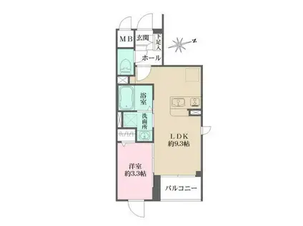 ラペルラ桜新町(1LDK/1階)の間取り写真