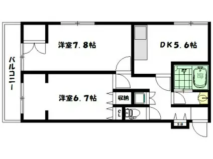 京王井の頭線 明大前駅 徒歩7分 4階建 築57年(2DK/2階)の間取り写真