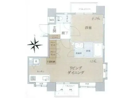 ハイローズ代々木上原(1LDK/4階)の間取り写真