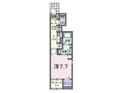 アクアプラ浅江7 I(1K/1階)の間取り写真