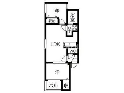 カトレア姪浜(2LDK/2階)の間取り写真