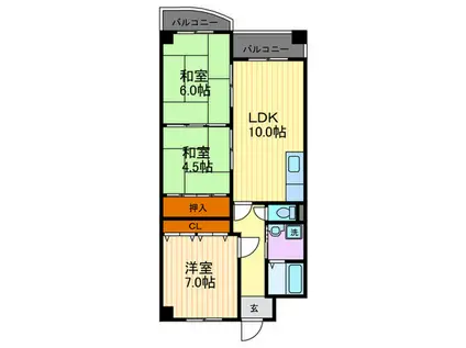 ラ・メゾン・ボヌール(3LDK/4階)の間取り写真