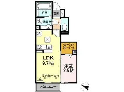 RADIUS K(1LDK/1階)の間取り写真