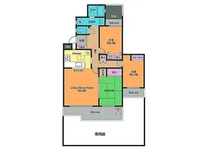 セントラルビューハイツ3号棟(3LDK/1階)の間取り写真