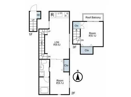 2/26退居猫1匹2沿線2駅徒歩圏オートロック(2DK/2階)の間取り写真