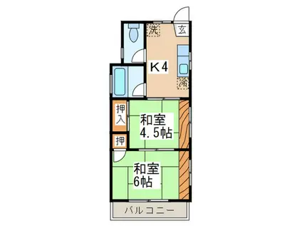 サンフラッツー(2K/2階)の間取り写真