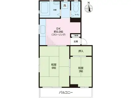 コーポ松屋(2DK/4階)の間取り写真