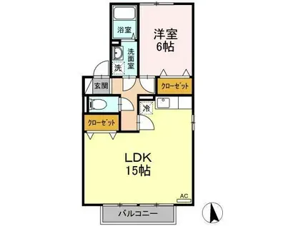 エクセレンスファミール木太A(1LDK/2階)の間取り写真