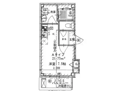 グリーンハウス(1K/1階)の間取り写真