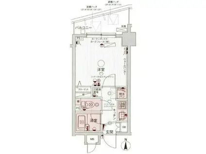 パークウェル曙橋駅前(1K/4階)の間取り写真