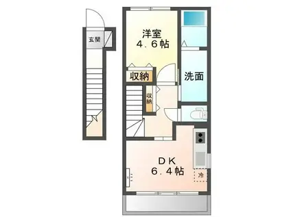 メリーシャトレーン(1DK/2階)の間取り写真