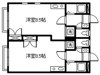 川島ハイムII(1K/2階)の間取り写真