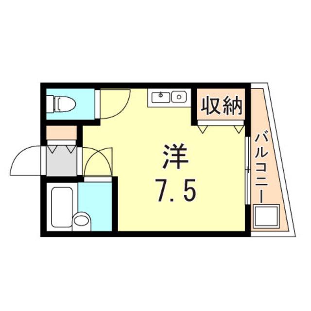 ベルハウス(ワンルーム/3階)の間取り写真