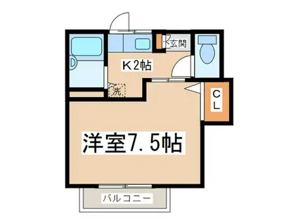 ディアス石橋(1K/2階)の間取り写真