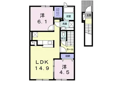 カーサ・リッカII(2LDK/2階)の間取り写真