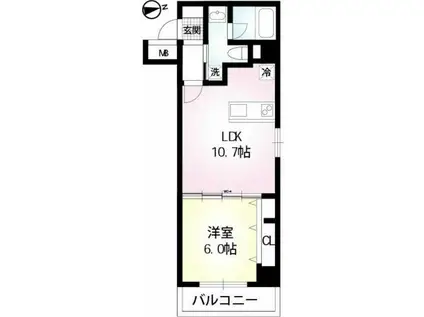 CIEL BLEU(1LDK/6階)の間取り写真