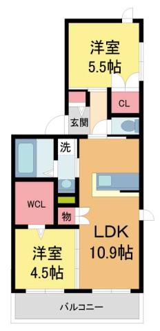 ホワイトメゾン西宮中島町(2LDK/3階)の間取り写真