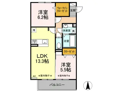 REIWA(2LDK/3階)の間取り写真