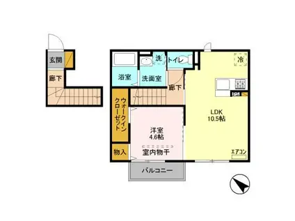 フローラルコート水無(1LDK/2階)の間取り写真