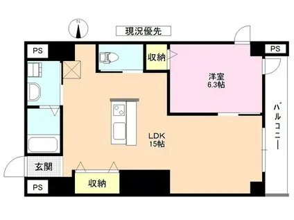 アーバンビュー南県(1LDK/2階)の間取り写真