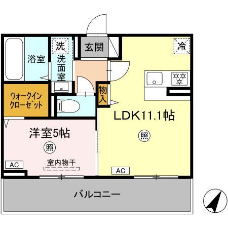 カーサフェリーチェ(1LDK/2階)の間取り写真