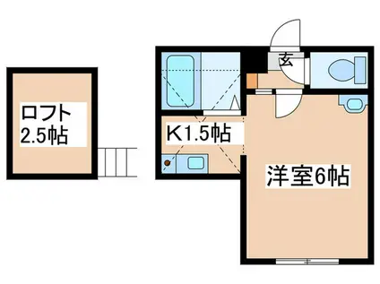 ロッシェル共和IV(1K/2階)の間取り写真