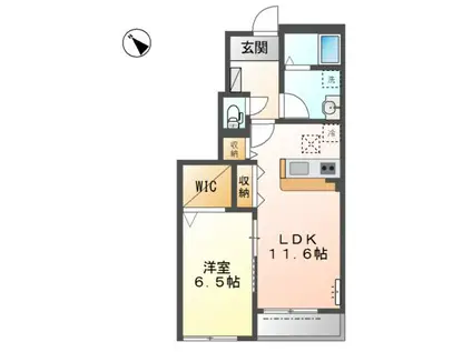 フェリース 焼山(1LDK/1階)の間取り写真