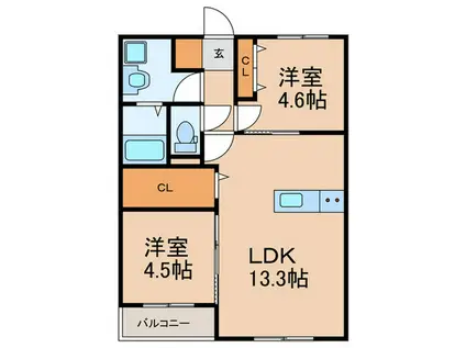 LBLOOM梅満(2LDK/2階)の間取り写真