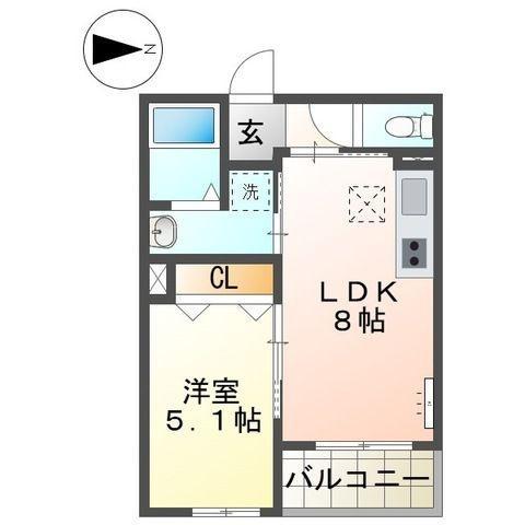 アウローラ本郷町(1LDK/1階)の間取り写真