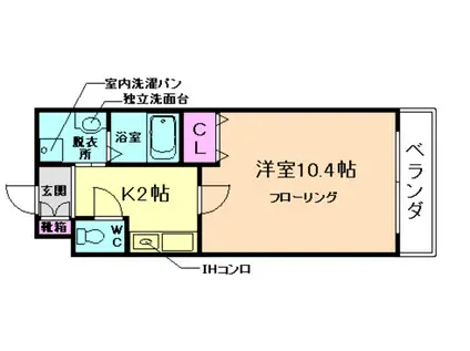 グランディール小林II(1K/1階)の間取り写真