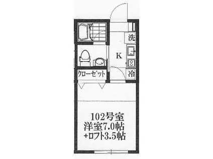 Fコート(1K/1階)の間取り写真