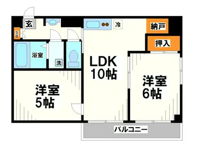 ムサシヤビル(2LDK/4階)の間取り写真