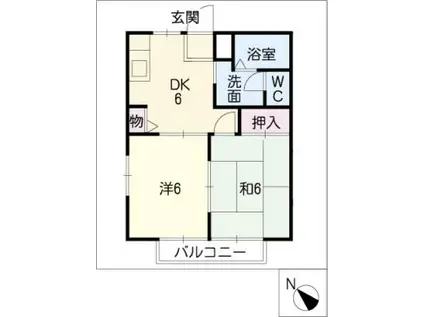 フレグランス豊岡 A棟(2DK/2階)の間取り写真