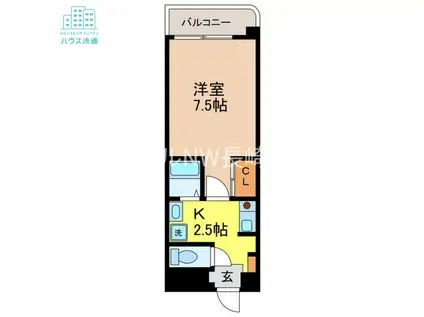 ルネスグランディールII(1K/4階)の間取り写真