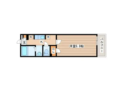 ASUTERU愛宕橋 (1K/4階)の間取り写真