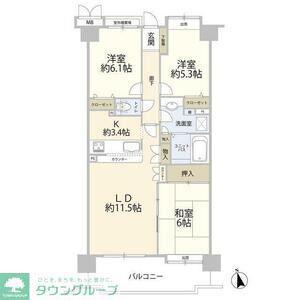 ロイヤルガーデン立川けやき台(3LDK/6階)の間取り写真