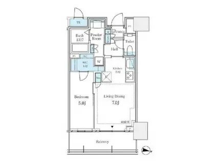 パークタワー西新宿(1LDK/8階)の間取り写真