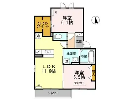 セジュール三ツ池B(2LDK/2階)の間取り写真